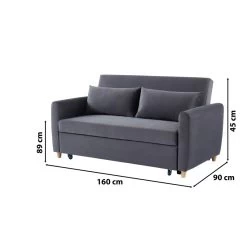 Canapé Droit LAURA En Velours Gris Convertible 3 Places -Canapé Rêve Promos Magasin canape droit laura en velours gris convertible 3 places 8