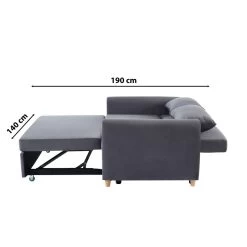 Canapé Droit LAURA En Velours Gris Convertible 3 Places -Canapé Rêve Promos Magasin canape droit laura en velours gris convertible 3 places 9