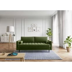 Canapé Droit MAEL Cacharel En Velours Kaki Fixe