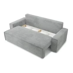 Canapé Droit MARIUS Convertible Velours Côtelé Gris -Canapé Rêve Promos Magasin canape droit marius convertible velours cotele gris 4