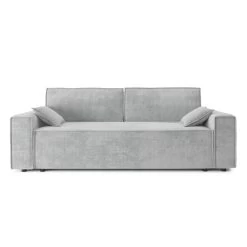 Canapé Droit MARIUS Convertible Velours Côtelé Gris Clair -Canapé Rêve Promos Magasin canape droit marius convertible velours cotele gris clair 1