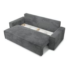 Canapé Droit MARIUS Convertible Velours Côtelé Gris Souris -Canapé Rêve Promos Magasin canape droit marius convertible velours cotele gris souris 4