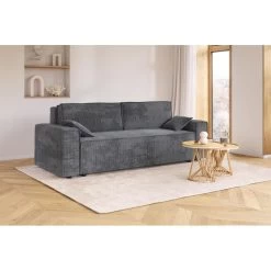 Canapé Droit MARIUS Convertible Velours Côtelé Gris Souris -Canapé Rêve Promos Magasin canape droit marius convertible velours cotele gris souris 6