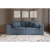 Canapé Droit MARTY Fixe Tissu Bouclette Bleu Gris 3 Places