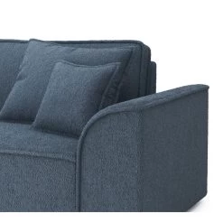 Canapé Droit MARTY Fixe Tissu Bouclette Bleu Gris 3 Places -Canapé Rêve Promos Magasin canape droit marty fixe tissu bclette bleu 3 places 4