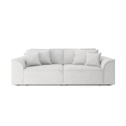 Canapé Droit MARTY Fixe Tissu Bouclette Gris Clair 3 Places -Canapé Rêve Promos Magasin canape droit marty fixe tissu bclette gris 3 places 1