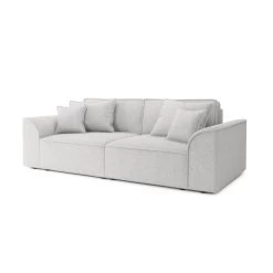 Canapé Droit MARTY Fixe Tissu Bouclette Gris Clair 3 Places -Canapé Rêve Promos Magasin canape droit marty fixe tissu bclette gris 3 places 2