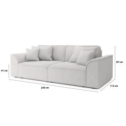 Canapé Droit MARTY Fixe Tissu Bouclette Gris Clair 3 Places -Canapé Rêve Promos Magasin canape droit marty fixe tissu bclette gris 3 places 7