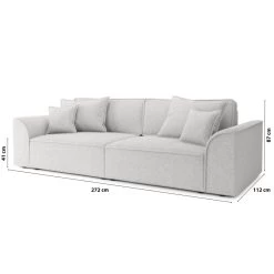 Canapé Droit MARTY Fixe Tissu Bouclette Gris Clair 4 Places -Canapé Rêve Promos Magasin canape droit marty fixe tissu bclette gris 4 places 7