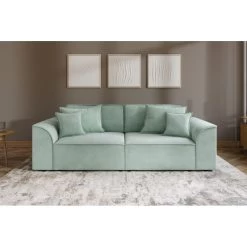 Canapé Droit MARTY Fixe Tissu Vert D'eau 3 Places