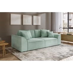 Canapé Droit MARTY Fixe Tissu Vert D'eau 3 Places -Canapé Rêve Promos Magasin canape droit marty fixe tissu vert 3 places 6