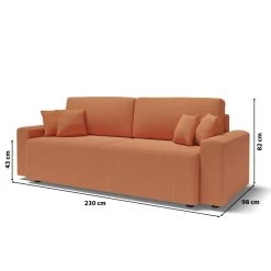 Canapé Droit MILO Convertible Tissu Rouille 3 Places -Canapé Rêve Promos Magasin canape droit milo convertible tissu rouille 3 places 8
