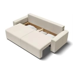 Canapé Droit MILO Convertible Velours Côtelé Beige 3 Places -Canapé Rêve Promos Magasin canape droit milo convertible velours cotele beige 3 places 4
