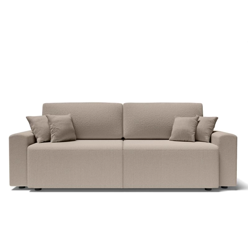 Canapé Droit MILO Convertible Velours Côtelé Grège 3 Places 2 Canapé Droit MILO Convertible Velours Côtelé Grège 3 Places – Image 2