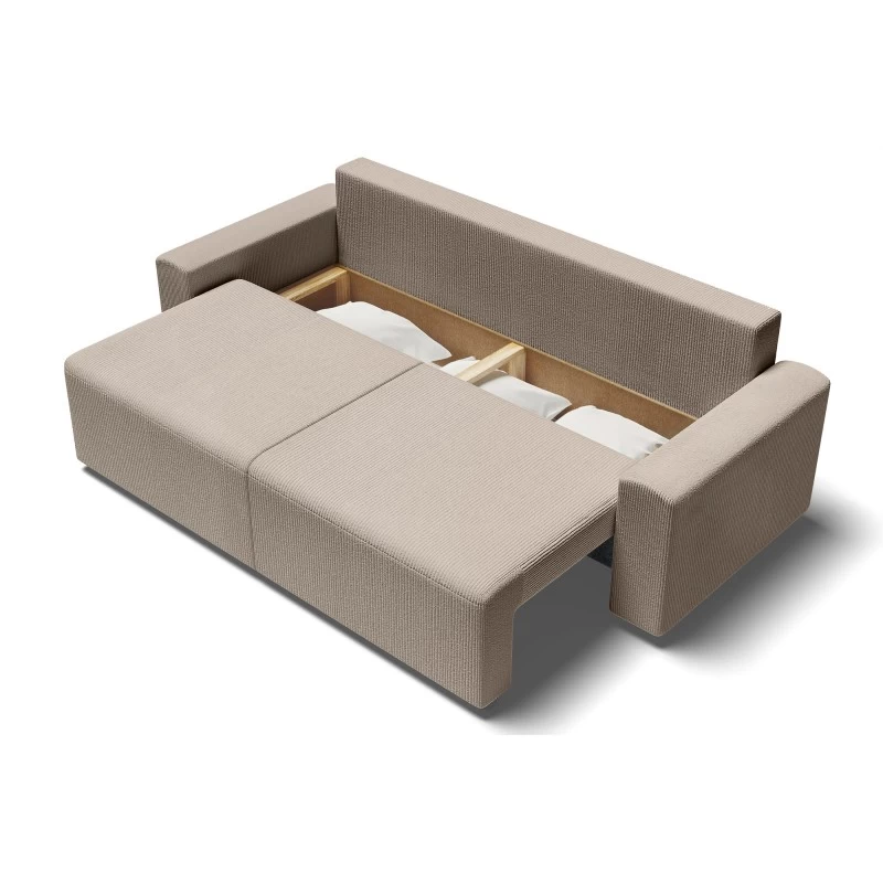 Canapé Droit MILO Convertible Velours Côtelé Grège 3 Places 5 Canapé Droit MILO Convertible Velours Côtelé Grège 3 Places – Image 5