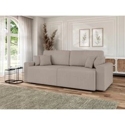 Canapé Droit MILO Convertible Velours Côtelé Grège 3 Places 18 Canapé Droit MILO Convertible Velours Côtelé Grège 3 Places -Canapé Rêve Promos Magasin canape droit milo convertible velours cotele grege 3 places 8