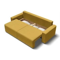 Canapé Droit MILO Convertible Velours Côtelé Jaune 3 Places -Canapé Rêve Promos Magasin canape droit milo convertible velours cotele jaune 3 places 4