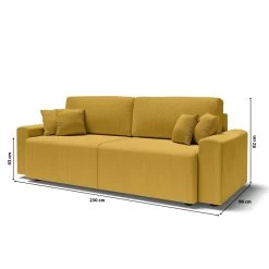 Canapé Droit MILO Convertible Velours Côtelé Jaune 3 Places -Canapé Rêve Promos Magasin canape droit milo convertible velours cotele jaune 3 places 9