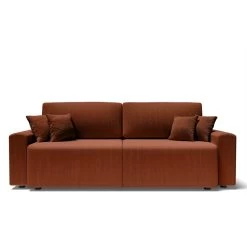 Canapé Droit MILO Convertible Velours Côtelé Terracotta 3 Places -Canapé Rêve Promos Magasin canape droit milo convertible velours cotele terracotta 3 places 1