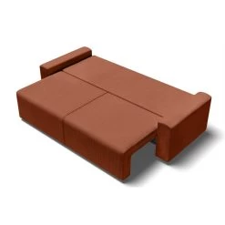 Canapé Droit MILO Convertible Velours Côtelé Terracotta 3 Places -Canapé Rêve Promos Magasin canape droit milo convertible velours cotele terracotta 3 places 3