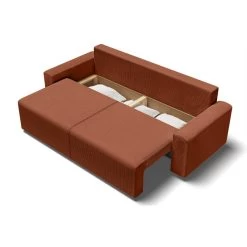 Canapé Droit MILO Convertible Velours Côtelé Terracotta 3 Places -Canapé Rêve Promos Magasin canape droit milo convertible velours cotele terracotta 3 places 4