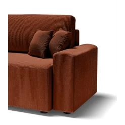 Canapé Droit MILO Convertible Velours Côtelé Terracotta 3 Places -Canapé Rêve Promos Magasin canape droit milo convertible velours cotele terracotta 3 places 6