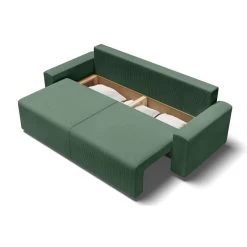 Canapé Droit MILO Convertible Velours Côtelé Vert 3 Places -Canapé Rêve Promos Magasin canape droit milo convertible velours cotele vert 3 places 4