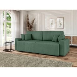 Canapé Droit MILO Convertible Velours Côtelé Vert 3 Places -Canapé Rêve Promos Magasin canape droit milo convertible velours cotele vert 3 places 8