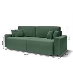 Canapé Droit MILO Convertible Velours Côtelé Vert 3 Places -Canapé Rêve Promos Magasin canape droit milo convertible velours cotele vert 3 places 9