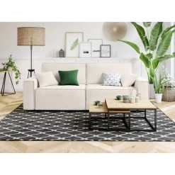 Canapé Droit MIRA Convertible Velours Beige