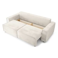Canapé Droit MIRA Convertible Velours Beige -Canapé Rêve Promos Magasin canape droit mira convertible velours beige 3 places 4