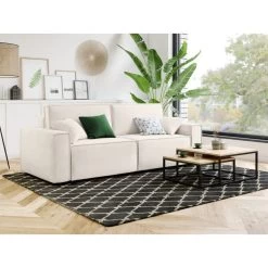 Canapé Droit MIRA Convertible Velours Beige -Canapé Rêve Promos Magasin canape droit mira convertible velours beige 3 places 6