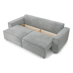 Canapé Droit MIRA Convertible Velours Côtelé Gris Clair 12 Canapé Droit MIRA Convertible Velours Côtelé Gris Clair -Canapé Rêve Promos Magasin canape droit mira convertible velours cotele gris clair 3pl 4