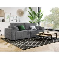 Canapé Droit MIRA Convertible Velours Côtelé Gris Souris -Canapé Rêve Promos Magasin canape droit mira convertible velours cotele gris souris 3pl 6