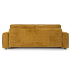 Canapé Droit MIRA Convertible Velours Côtelé Moutarde -Canapé Rêve Promos Magasin canape droit mira convertible velours cotele moutarde 3plcs 5