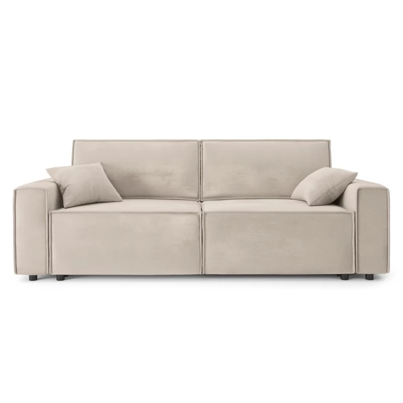 Canapé Droit MIRA Convertible Velours Grège 2 Canapé Droit MIRA Convertible Velours Grège – Image 2