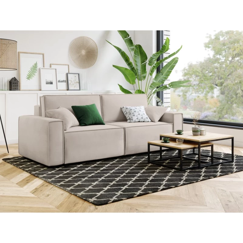 Canapé Droit MIRA Convertible Velours Grège 7 Canapé Droit MIRA Convertible Velours Grège – Image 7