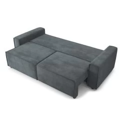 Canapé Droit MIRA Convertible Velours Gris Souris -Canapé Rêve Promos Magasin canape droit mira convertible velours gris souris 3 places 3
