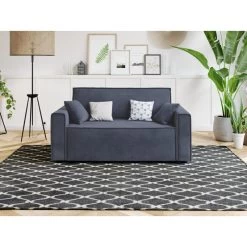 Canapé Droit MIRA Fixe Tissu Bleu Nuit 2 Places