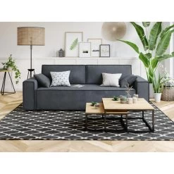 Canapé Droit MIRAGE Convertible Velours Gris Souris