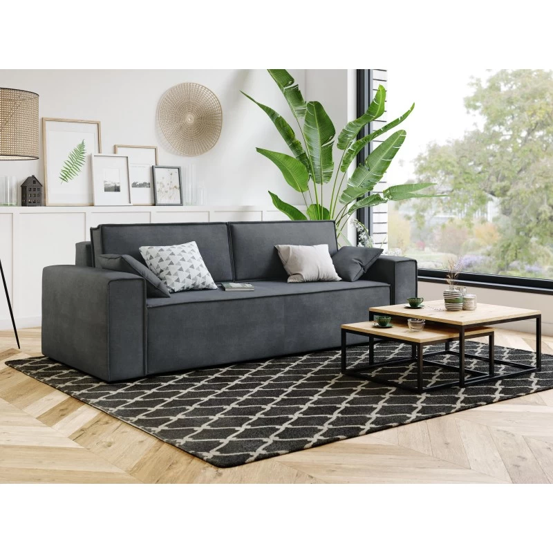 Canapé Droit MIRAGE Convertible Velours Gris Souris 7 Canapé Droit MIRAGE Convertible Velours Gris Souris – Image 7