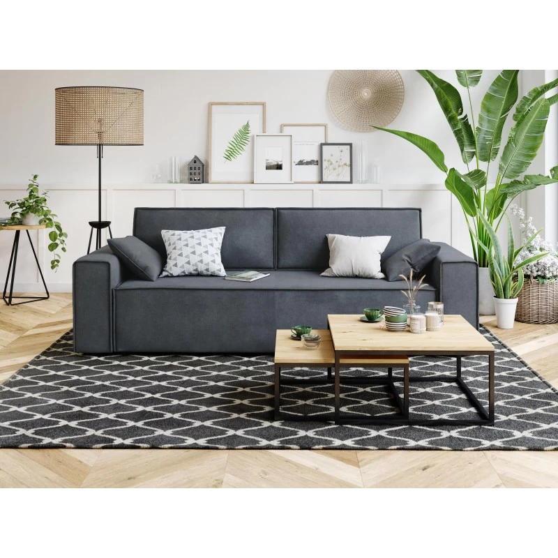 Canapé Droit MIRAGE Convertible Velours Gris Souris 1 Canapé Droit MIRAGE Convertible Velours Gris Souris