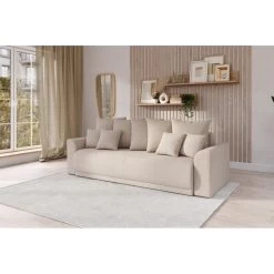 Canapé Droit NOVA Convertible Tissu Beige 3 Places -Canapé Rêve Promos Magasin canape droit nova convertible tissu beige 8