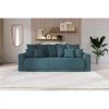 Canapé Droit NOVA Convertible Tissu Bleu Paon 3 Places