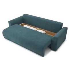 Canapé Droit NOVA Convertible Tissu Bleu Paon 3 Places -Canapé Rêve Promos Magasin canape droit nova convertible tissu bleu paon 3