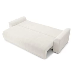 Canapé Droit NOVA Convertible Tissu Bouclette Blanc 3 Places -Canapé Rêve Promos Magasin canape droit nova convertible tissu bouclette blanc 3