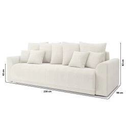 Canapé Droit NOVA Convertible Tissu Bouclette Blanc 3 Places -Canapé Rêve Promos Magasin canape droit nova convertible tissu bouclette blanc 8