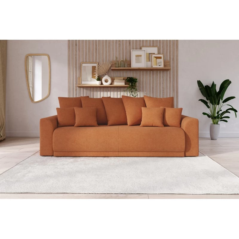 Canapé Droit NOVA Convertible Tissu Rouille 3 Places 1 Canapé Droit NOVA Convertible Tissu Rouille 3 Places