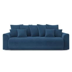 Canapé Droit NOVA Convertible Velours Cotêlé Bleu Cobalt 3 Places -Canapé Rêve Promos Magasin canape droit nova convertible velours cotele bleu cobalt 1