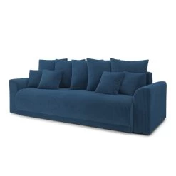 Canapé Droit NOVA Convertible Velours Cotêlé Bleu Cobalt 3 Places -Canapé Rêve Promos Magasin canape droit nova convertible velours cotele bleu cobalt 2